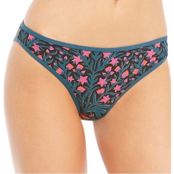 Roller Rabbit Rhone Blue Black Purple Pink Floral Hipster Bikini Bottom Large - Picture 1 of 12